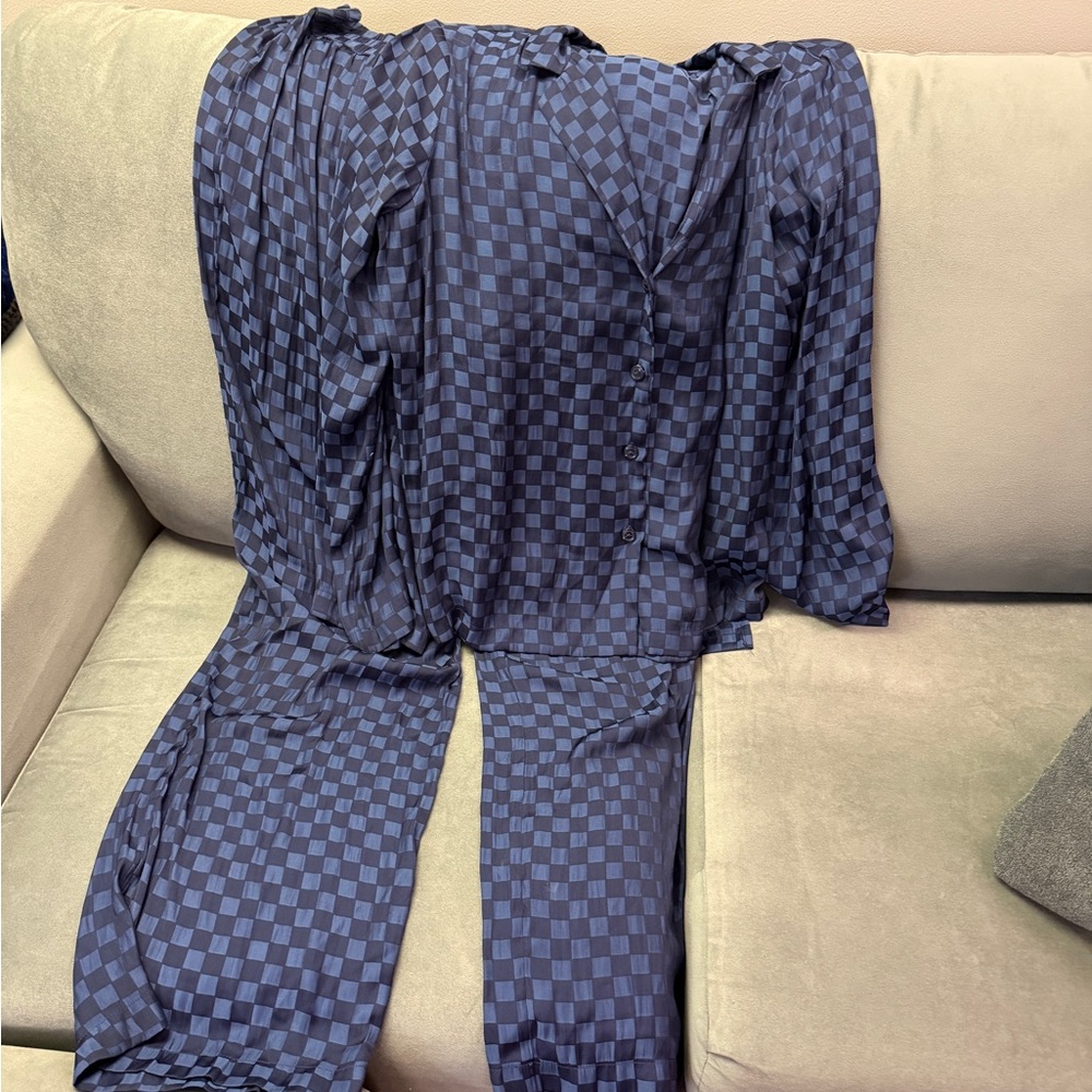 Checkered Blue Pajama Set